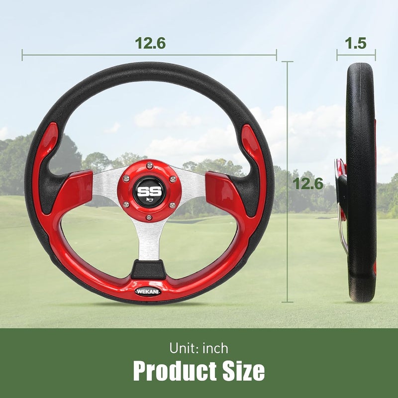 WEKANI Golf Cart Steering wheel for EZGO YAMAHA and Club Car Precedent Most Golf carts Red - Image 4